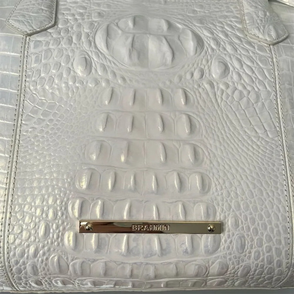 Brahmin Duxbury Weekender Duffel Bag Shell White Melbourne Travel Tote - Picture 14 of 15